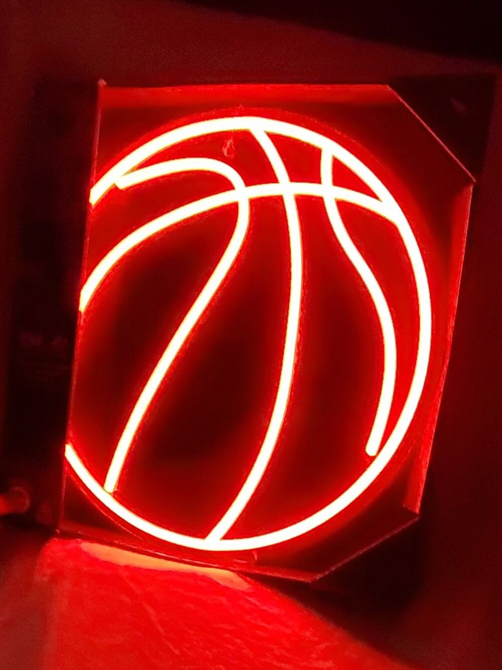 NEON LED Basketball Wall Art orange and white neon light over Clear acrylic NIB!